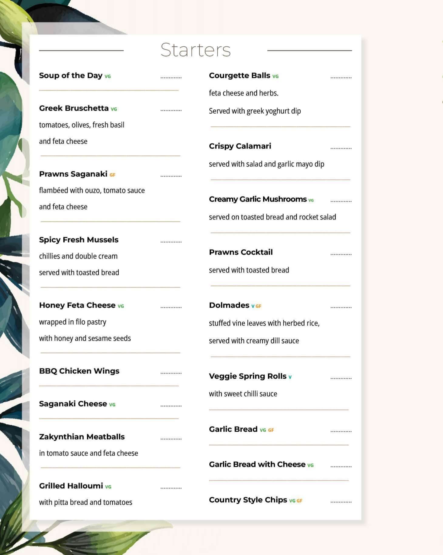 Menu Page